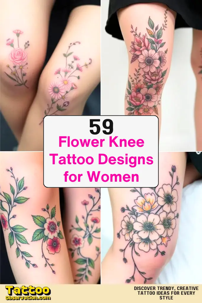 59 Flower Knee Tattoo Designs for Women