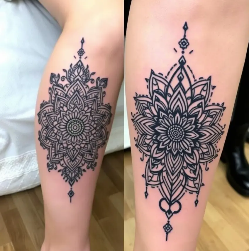 Meaningful Mandala Knee Tattoo 2