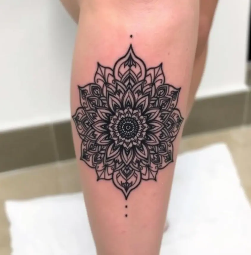Meaningful Mandala Knee Tattoo 3