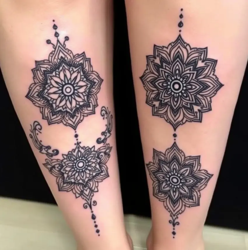 Meaningful Mandala Knee Tattoo 4