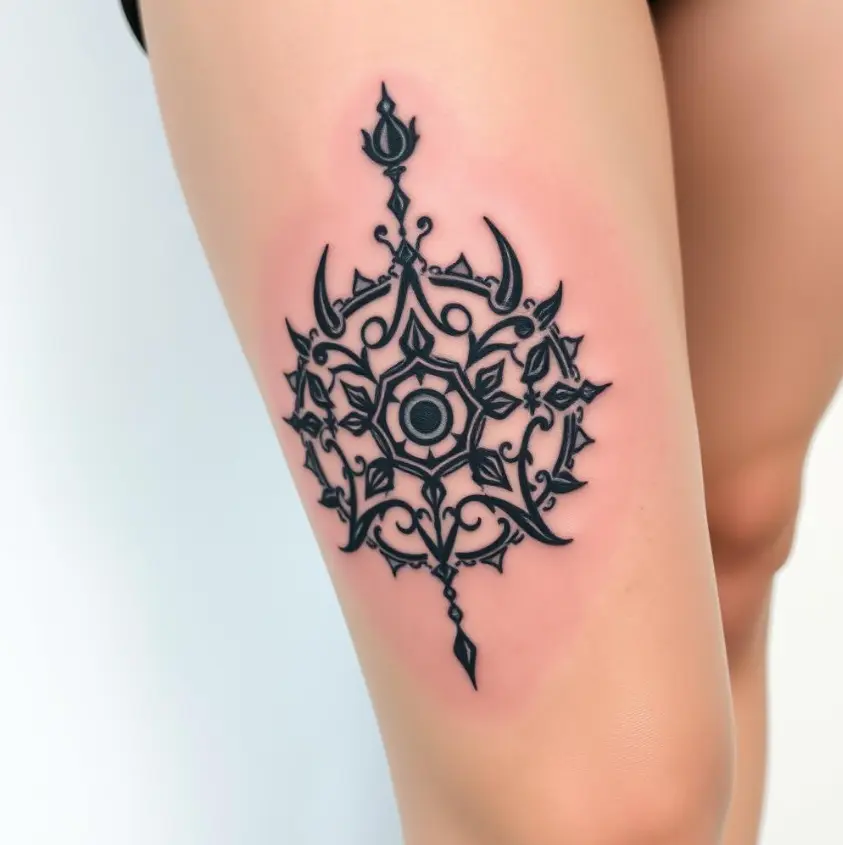 Symbolic Above Knee Tattoo Design 2