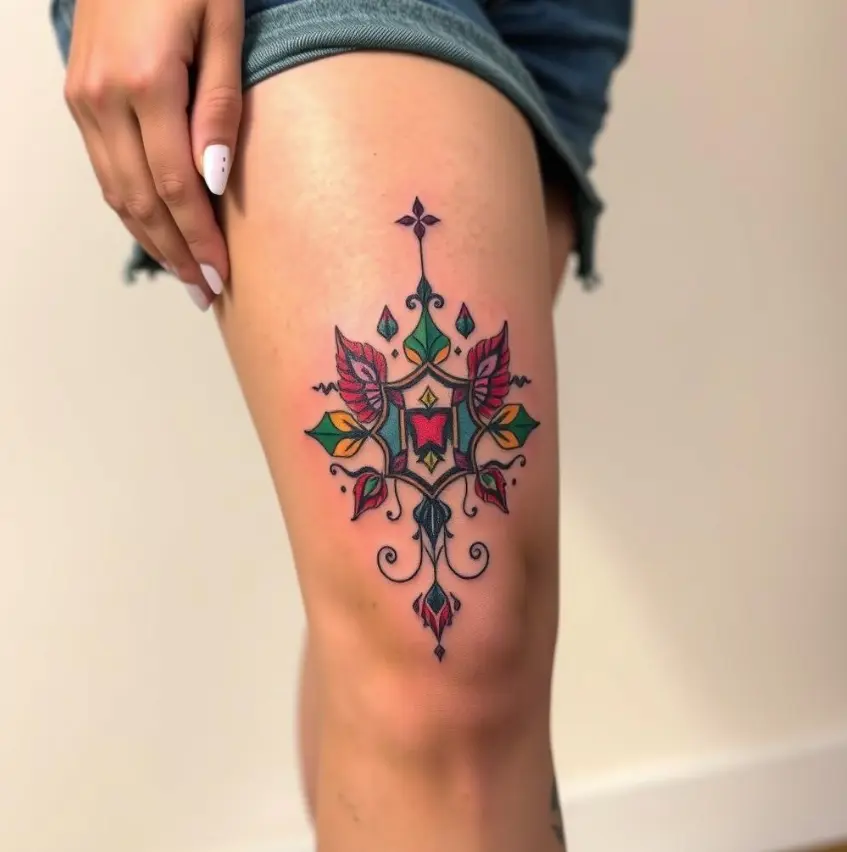 Symbolic Above Knee Tattoo Design 3