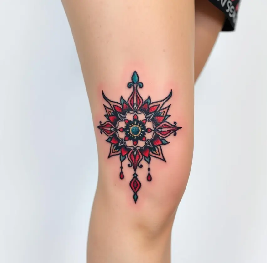 Symbolic Above Knee Tattoo Design 4