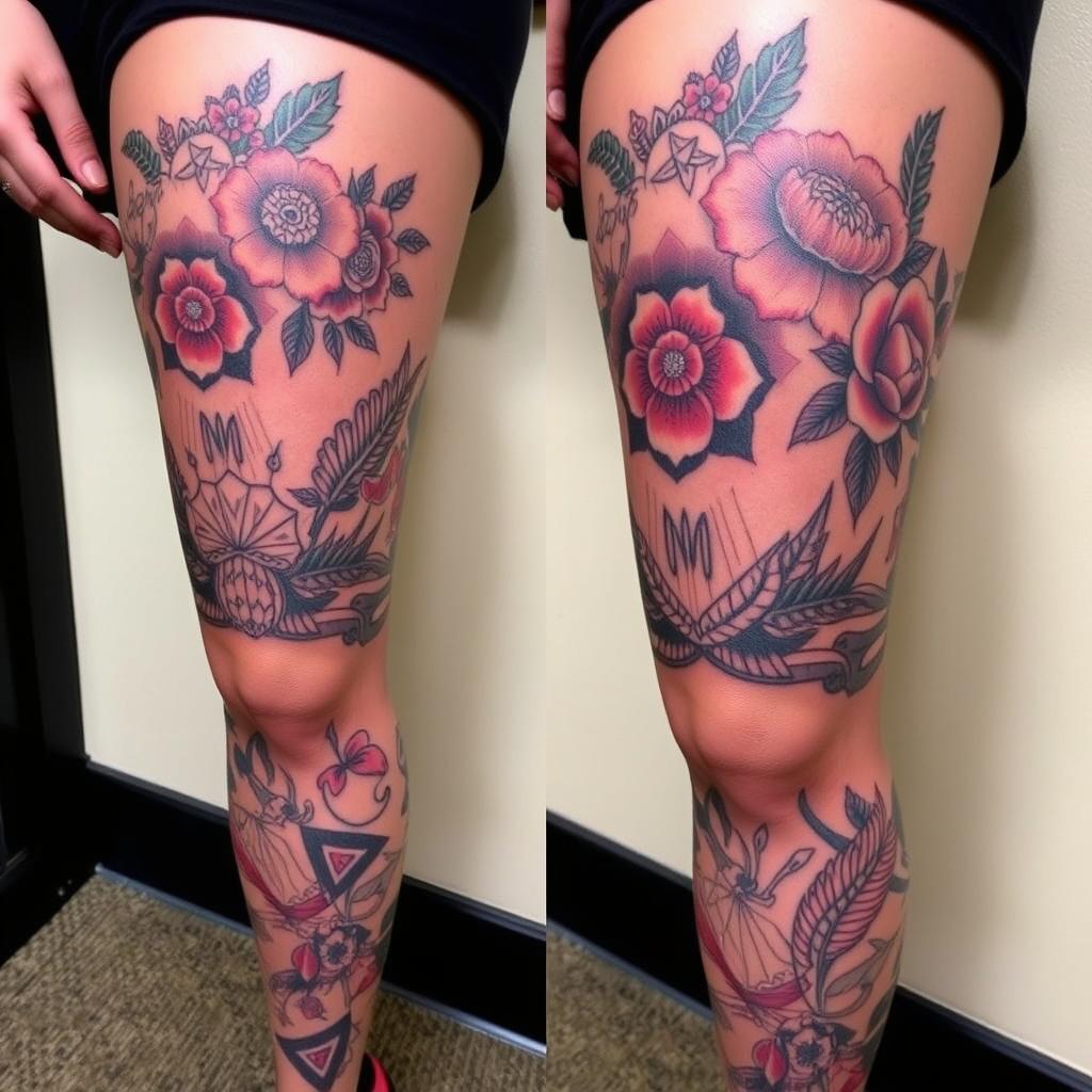 bold above knee tattoos