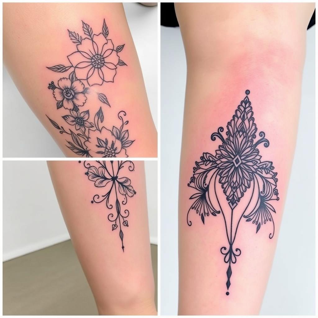 elegant above knee tattoos