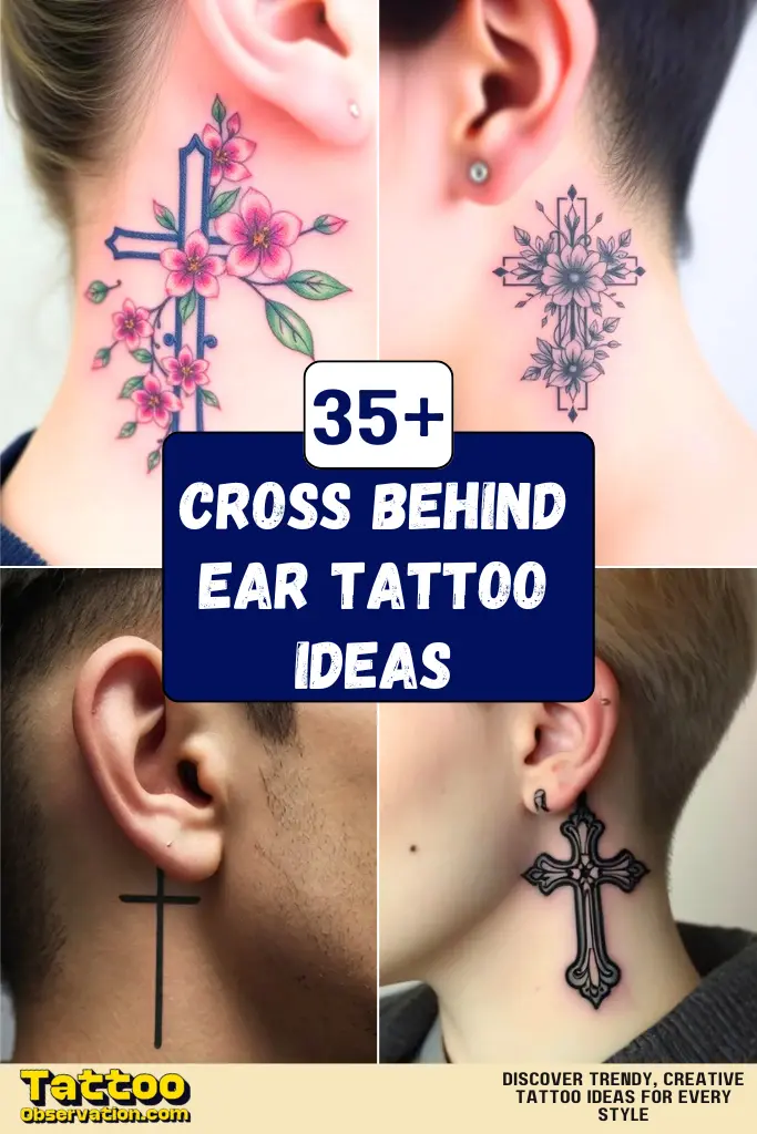 35+ Cross Behind Ear Tattoo Ideas