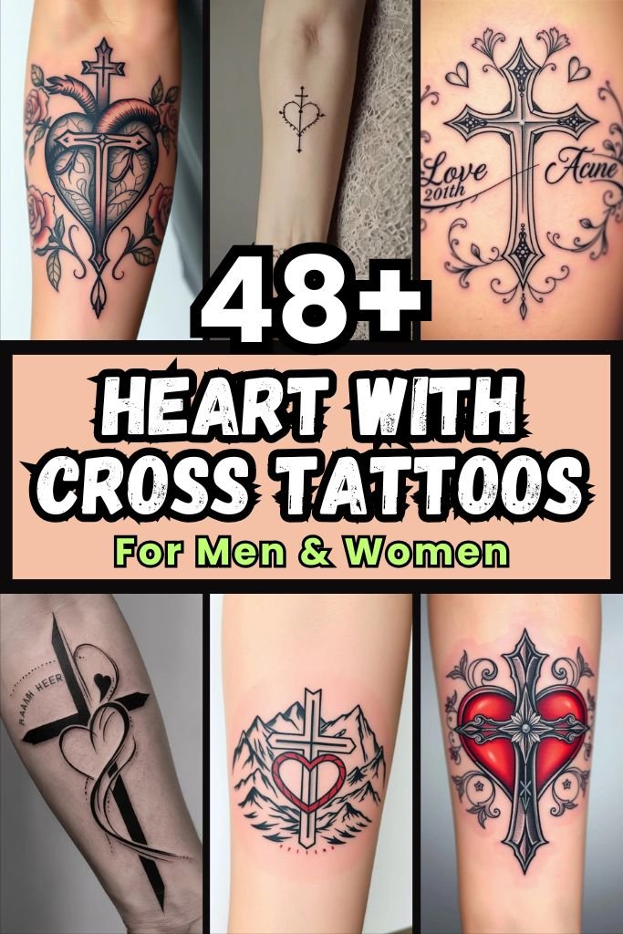 48 Heart with Cross Tattoos For Men & Women Symbolic Designs & Meanings