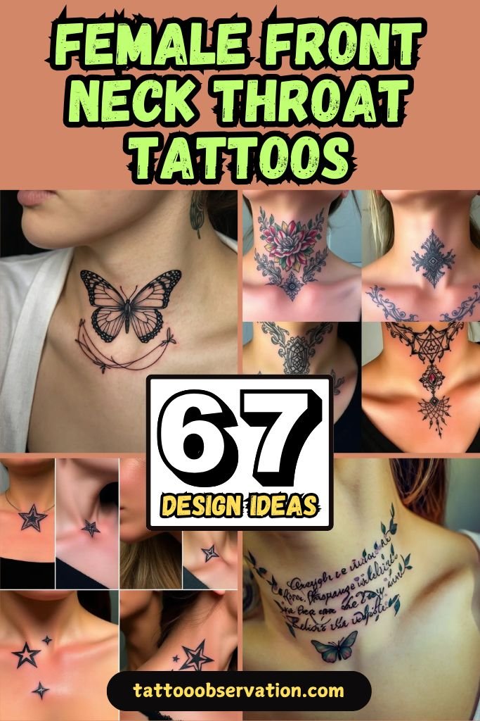 67 Female Front Neck Throat Tattoo Ideas