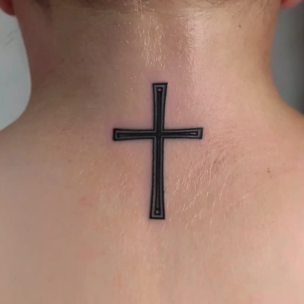 Bold cross tattoo