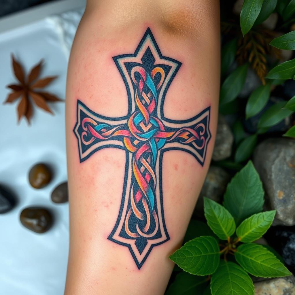 Celtic cross tattoo by renowned artist