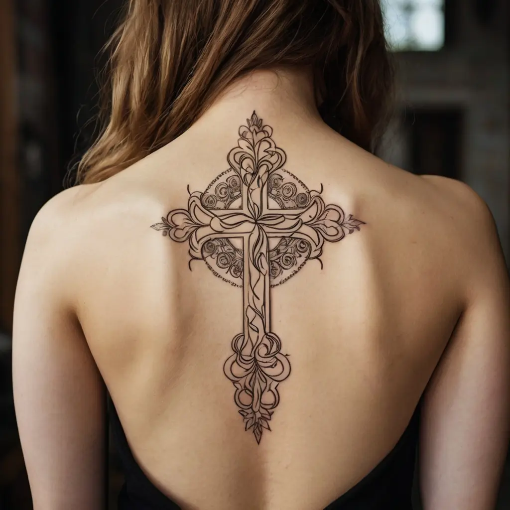 Christian Back Tattoo women 2