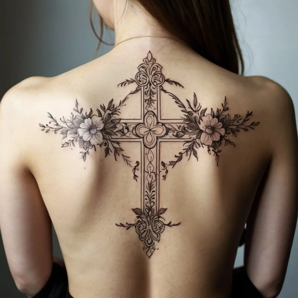 Christian Back Tattoo women 3