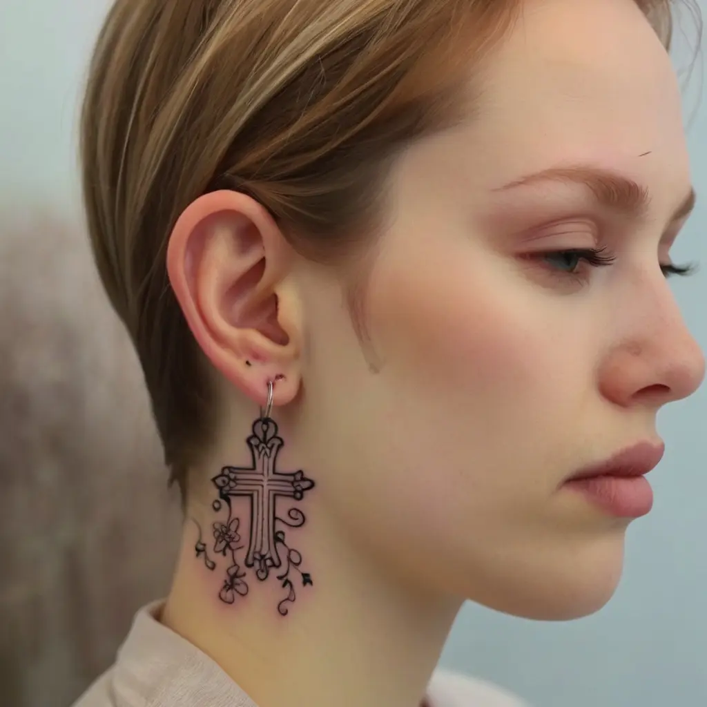 Delicate Cross Tattoo 2