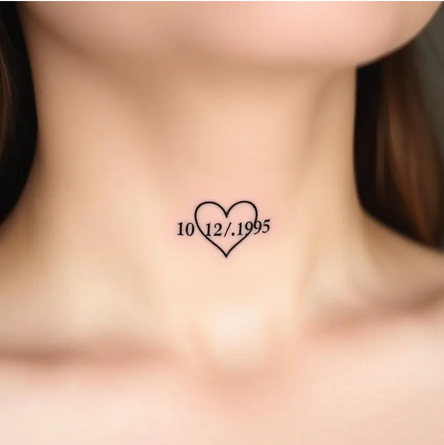 Female Front Neck Throat Tattoo 8