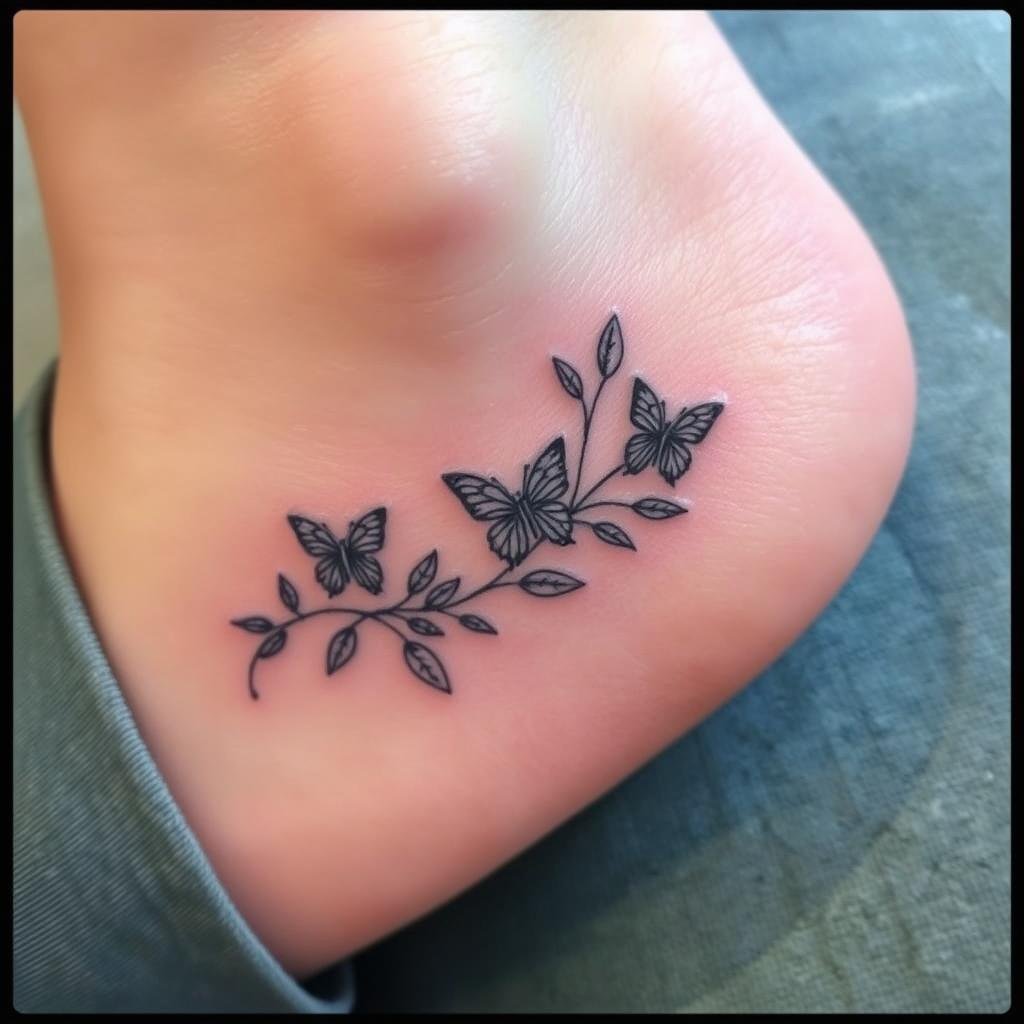 Floral ankle tattoos