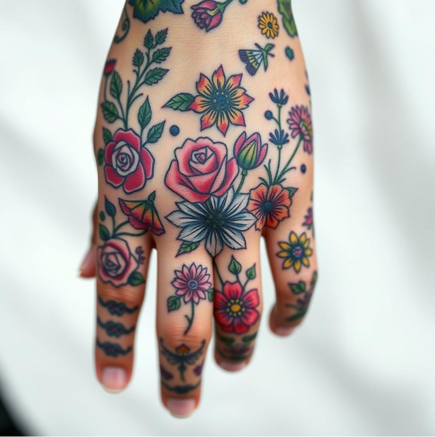 Flower Hand Tattoo