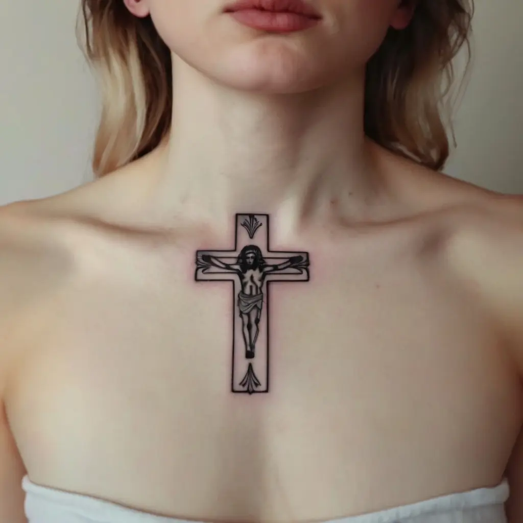 Jesus on the Cross Minimalist Tattoo 2