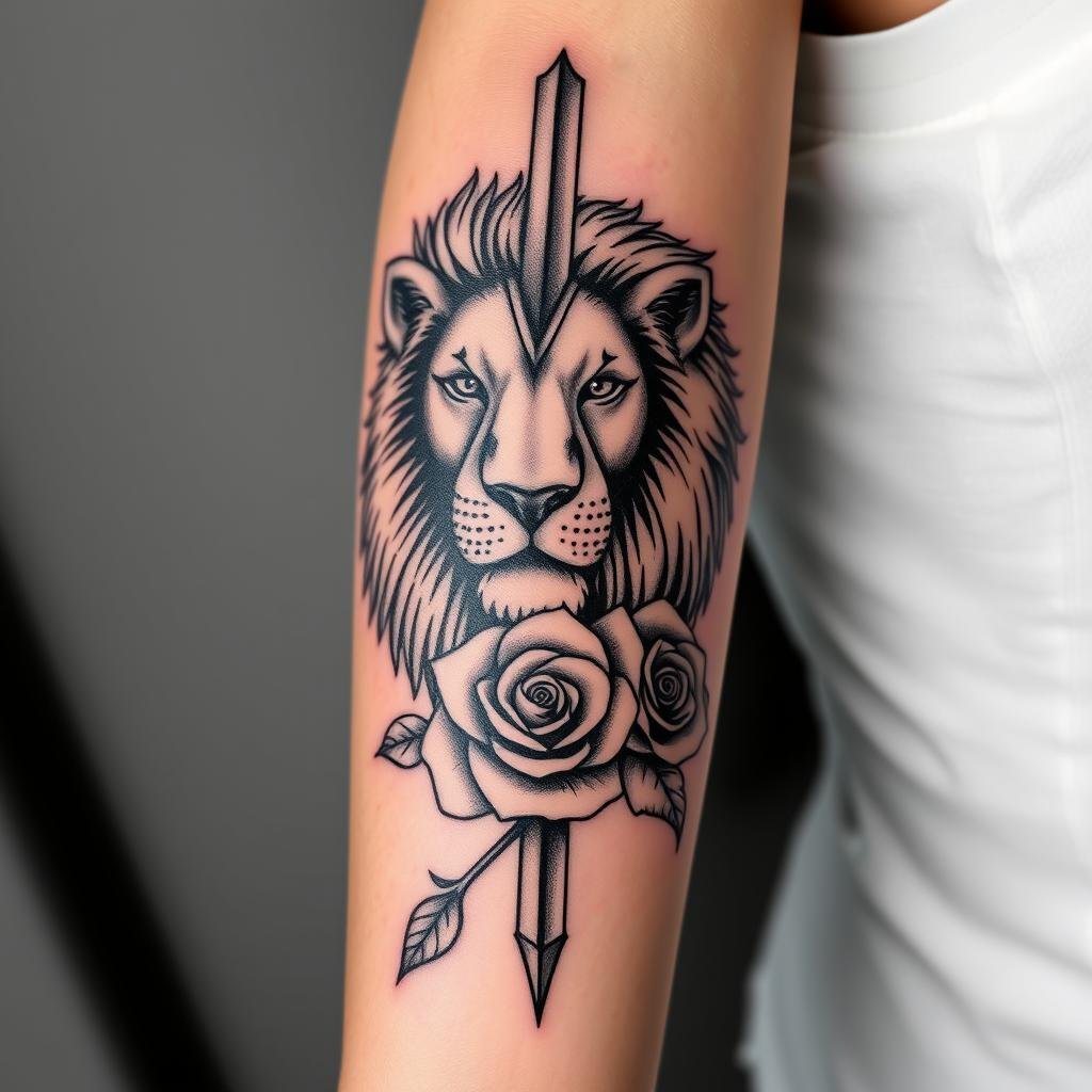 Lion Cross Tattoo Designs