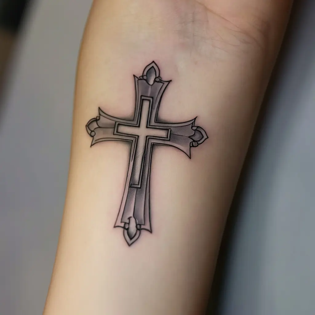 Negative Space Small Cross Tattoo