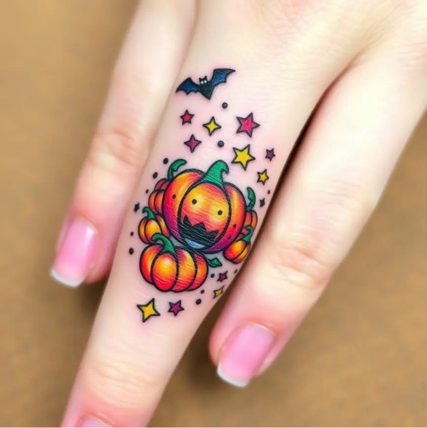 Spooky Small Halloween Finger Tattoo for Women 10