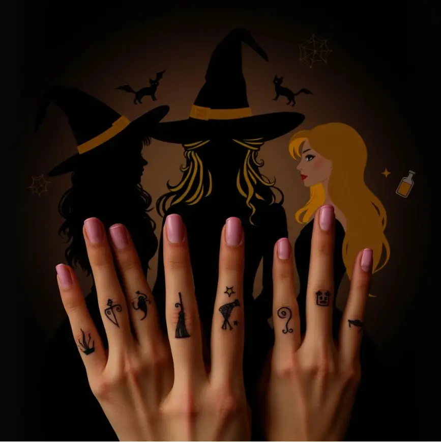 Spooky Small Halloween Finger Tattoo for Women 5