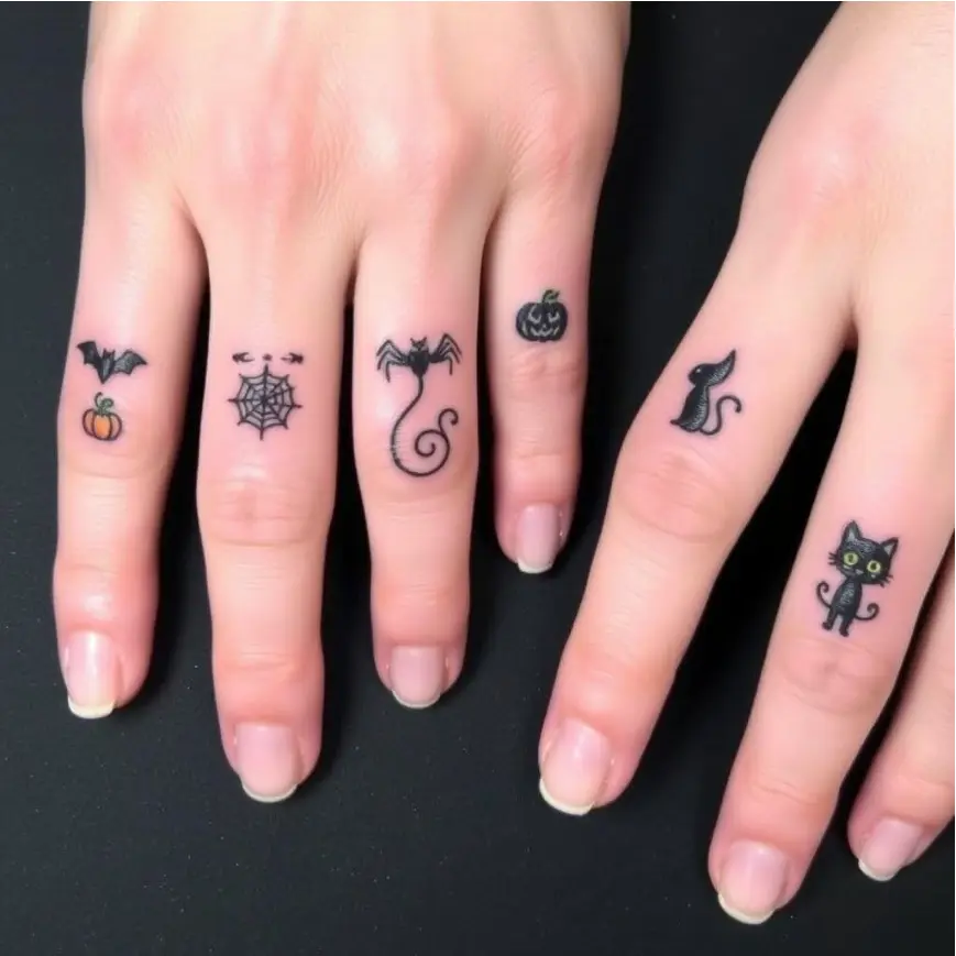 Spooky Small Halloween Finger Tattoo for Women 6