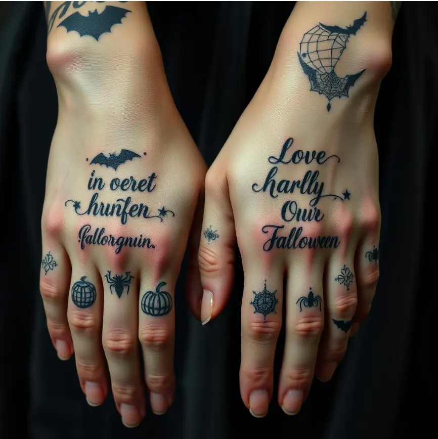Spooky Small Halloween Finger Tattoo for Women 8