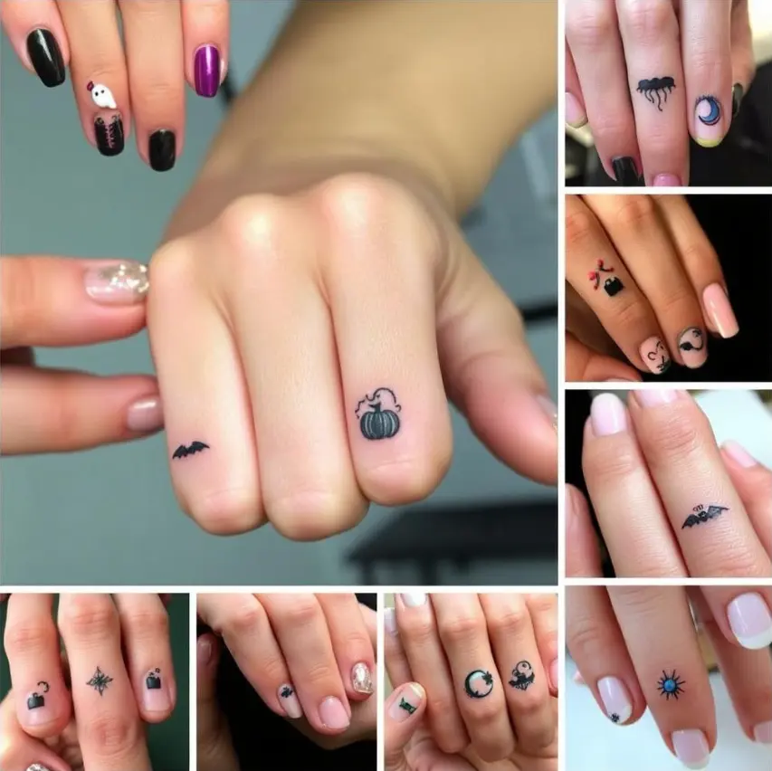 Spooky Small Halloween Finger Tattoo for Women
