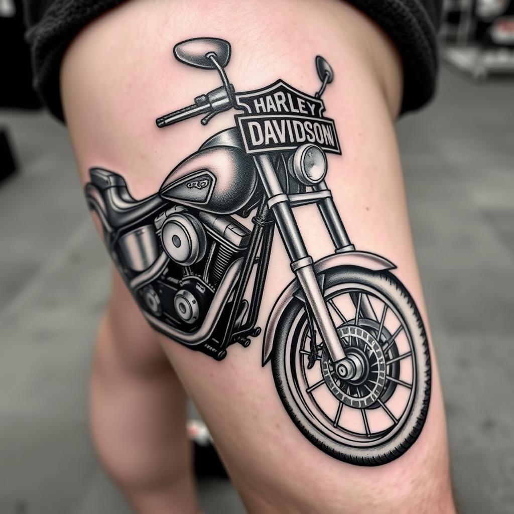 black and gray harley davidson tattoos
