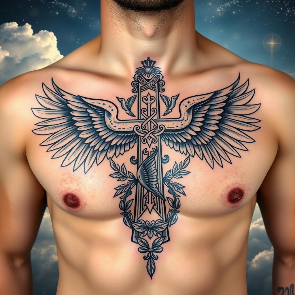 blending the cross and wings motif with other symbolic elements