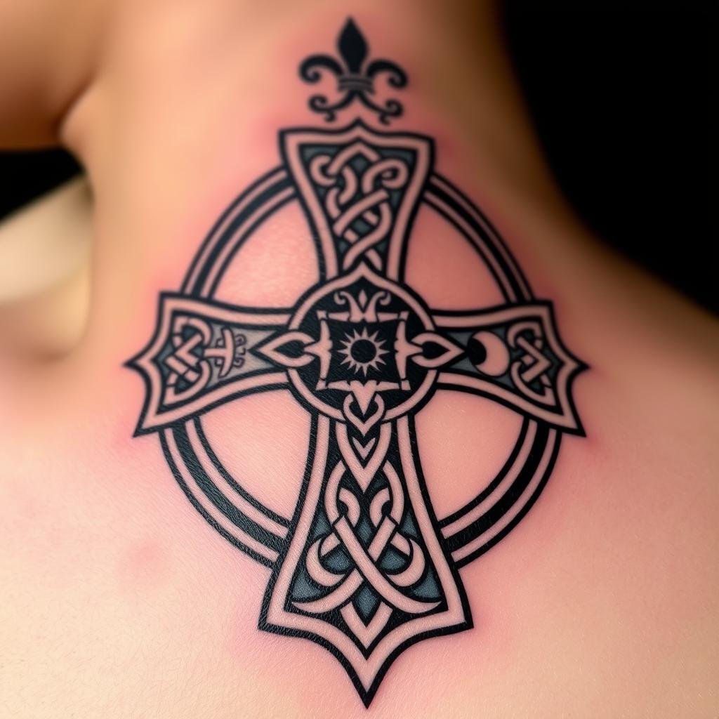 celtic cross tattoos with additional symbols