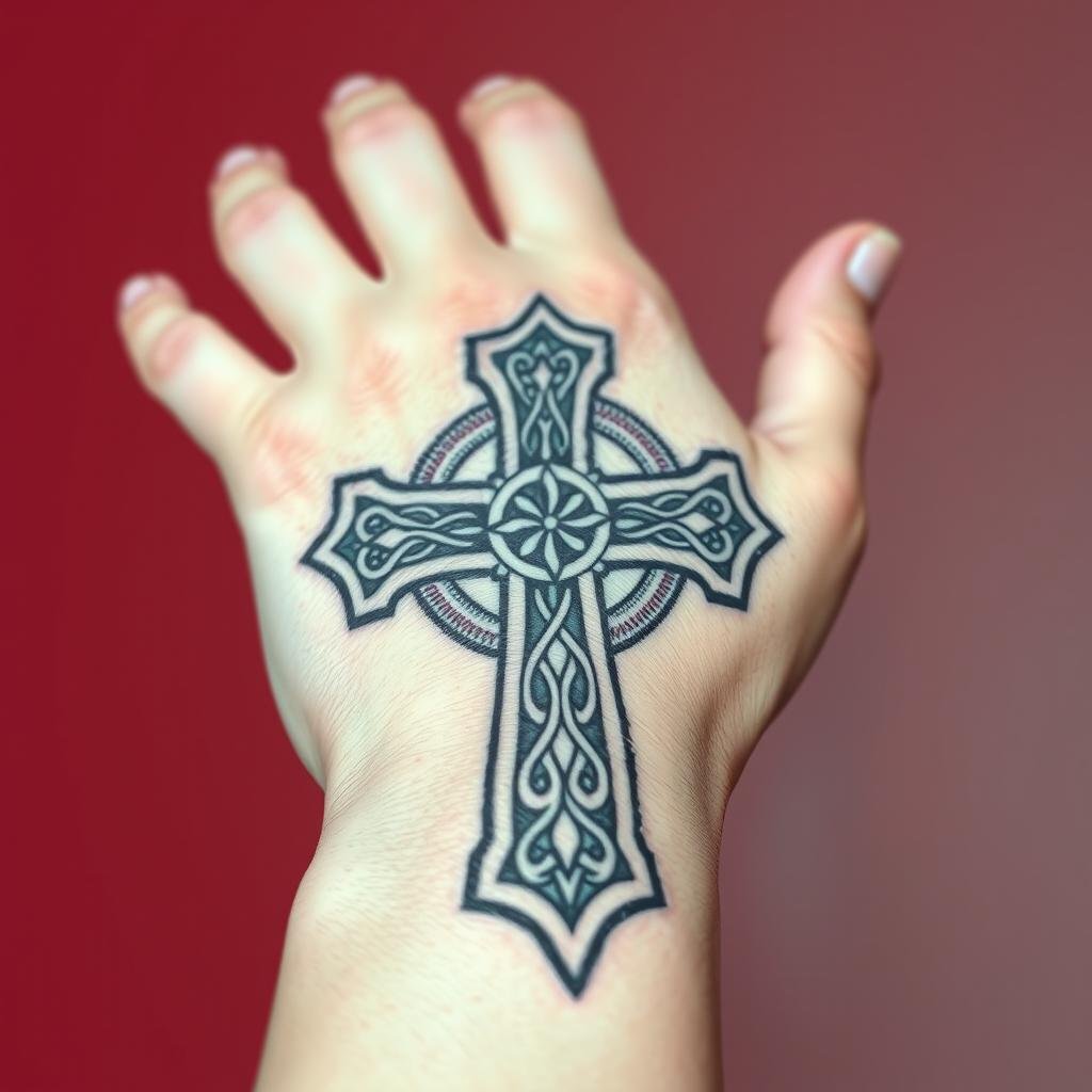 celtic hand cross tattoos