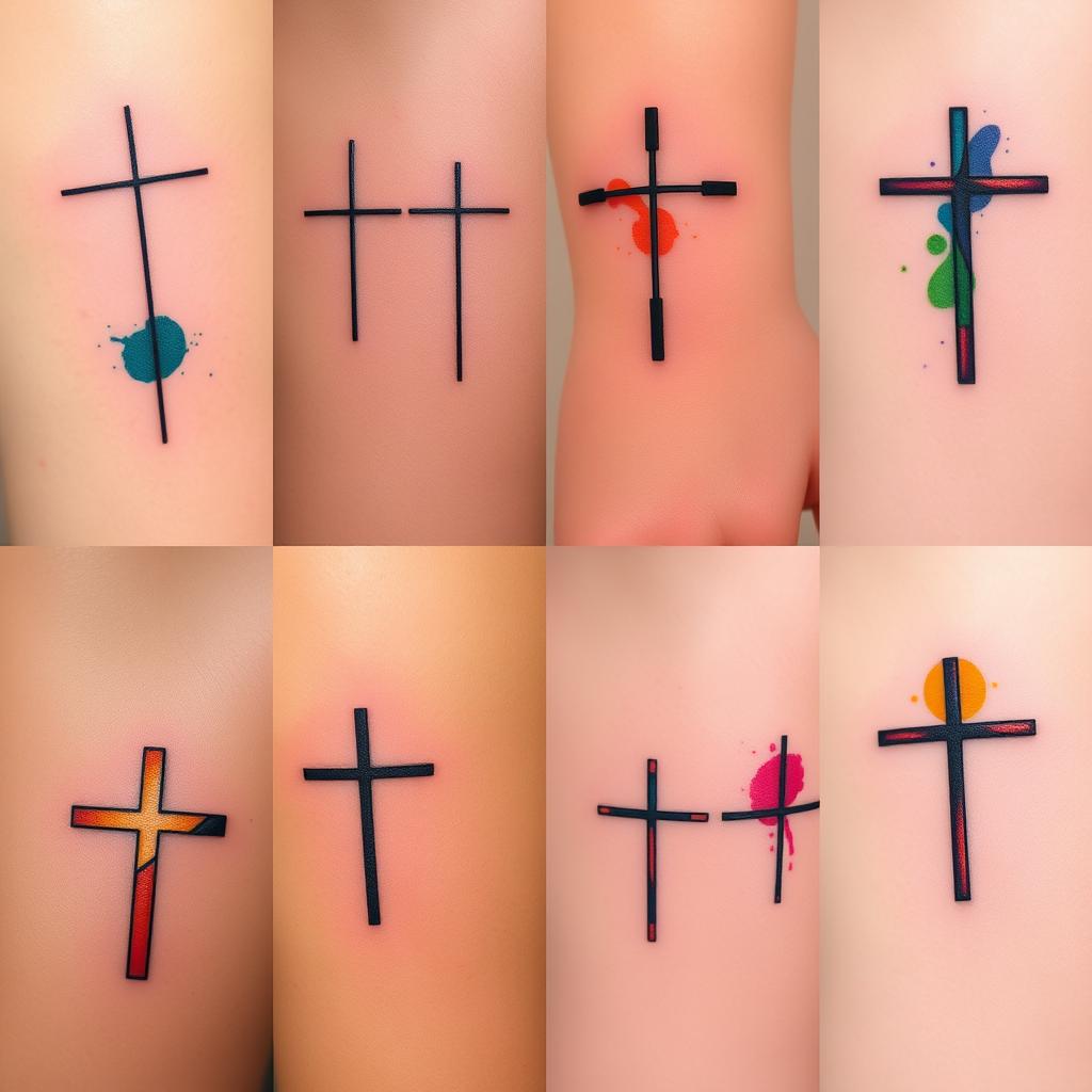 colored cross tattoos