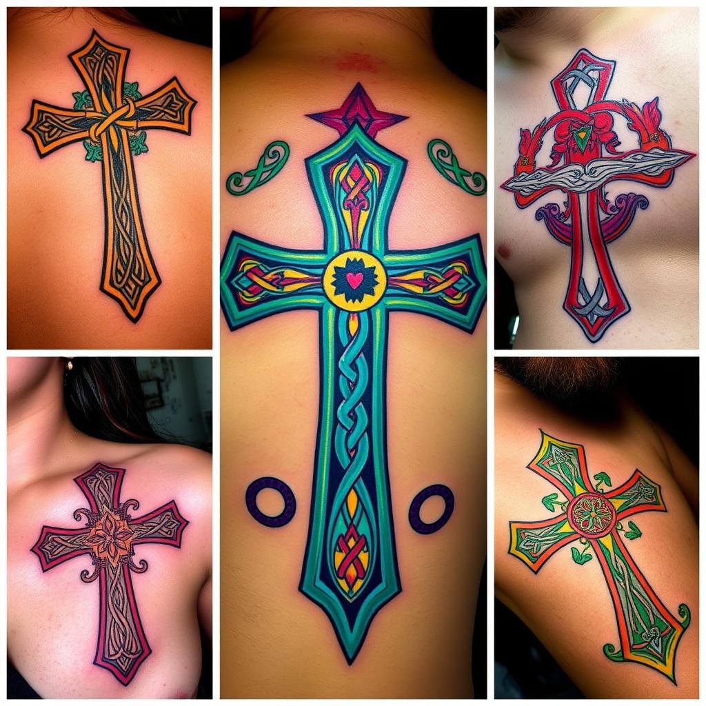 colorful celtic cross tattoos