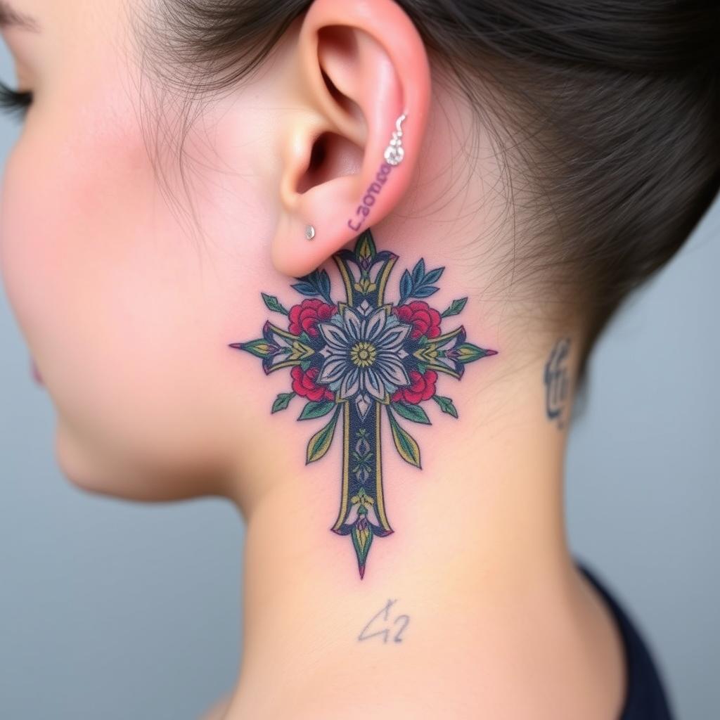 colorful cross tattoos