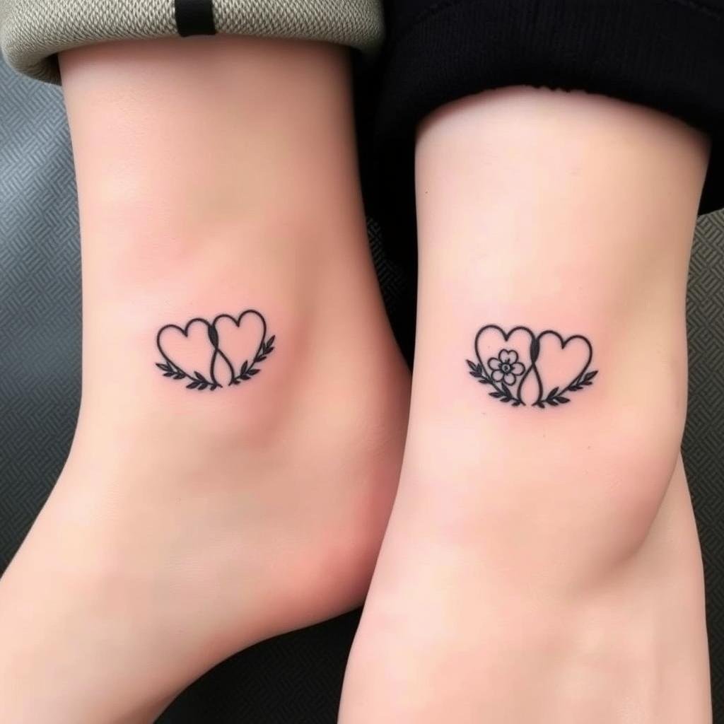 couple matching ankle tattoos