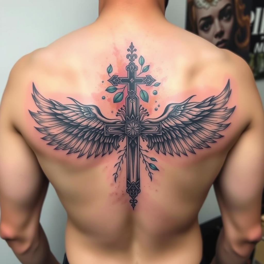 creative cross with wings tattoo ideas