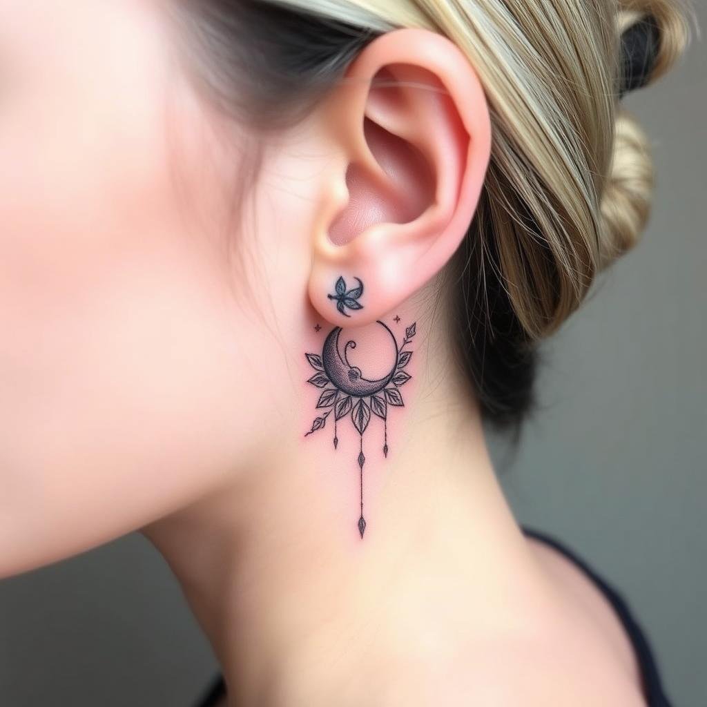 creative small tattoo designs behind ear