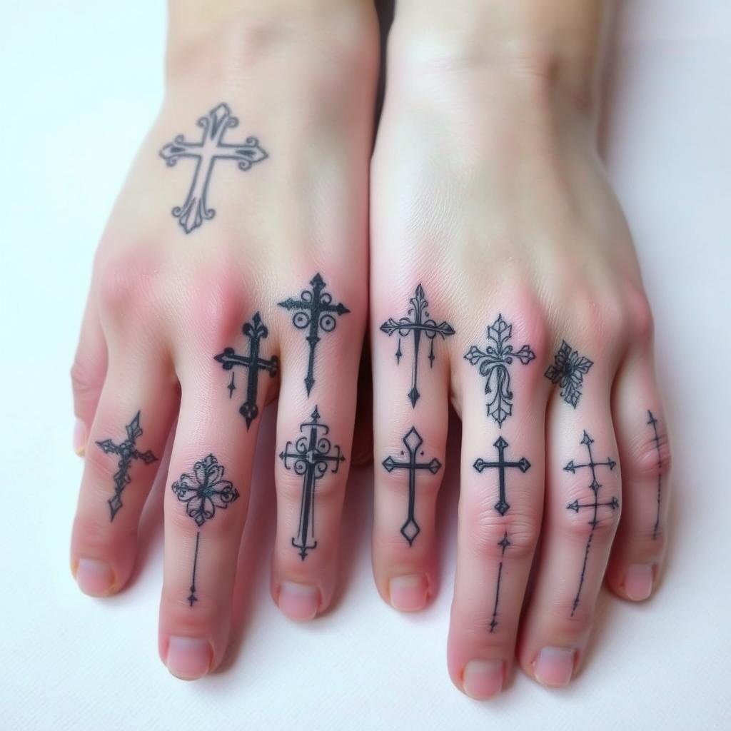 cross on finger tattoo ideas