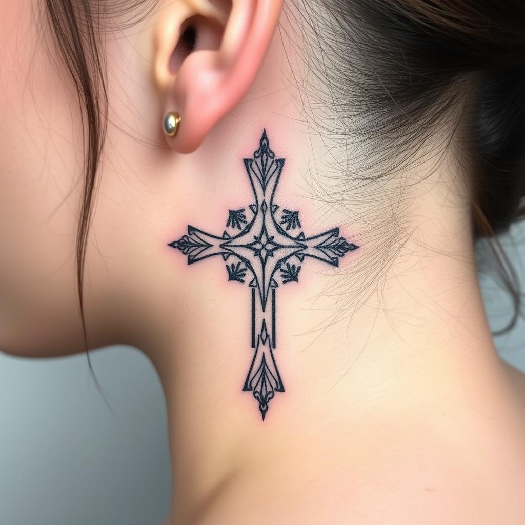 cross tattoo behind ear meaning