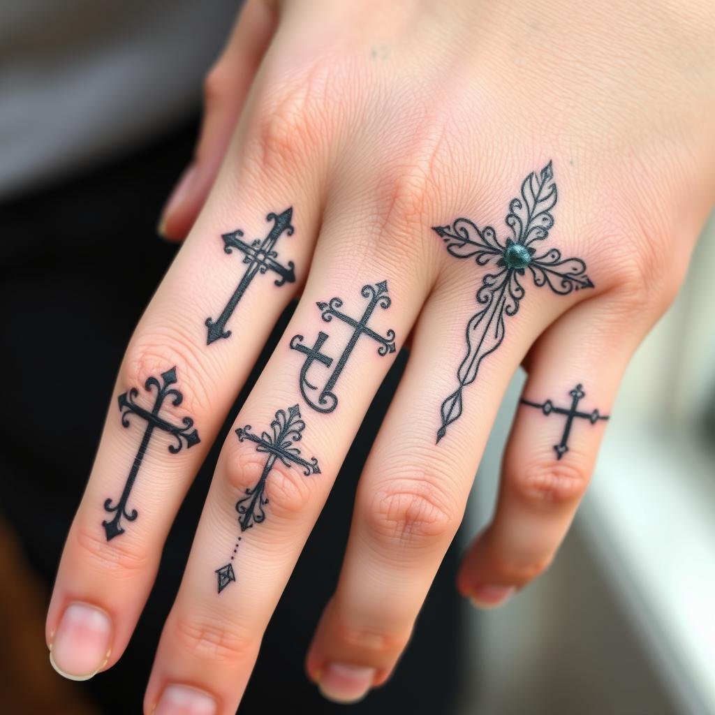 cross tattoo designs for fingers