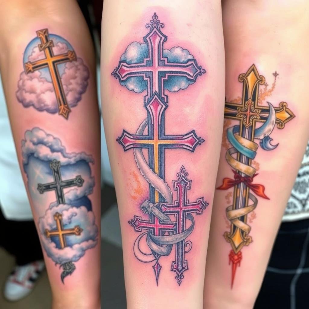 cross with clouds tattoo gallery