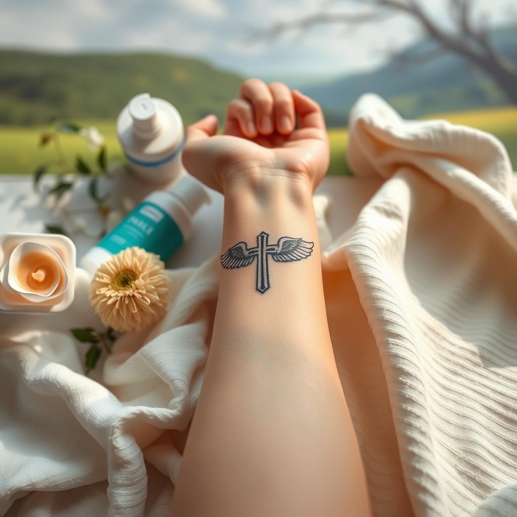 cross with wings tattoo aftercare
