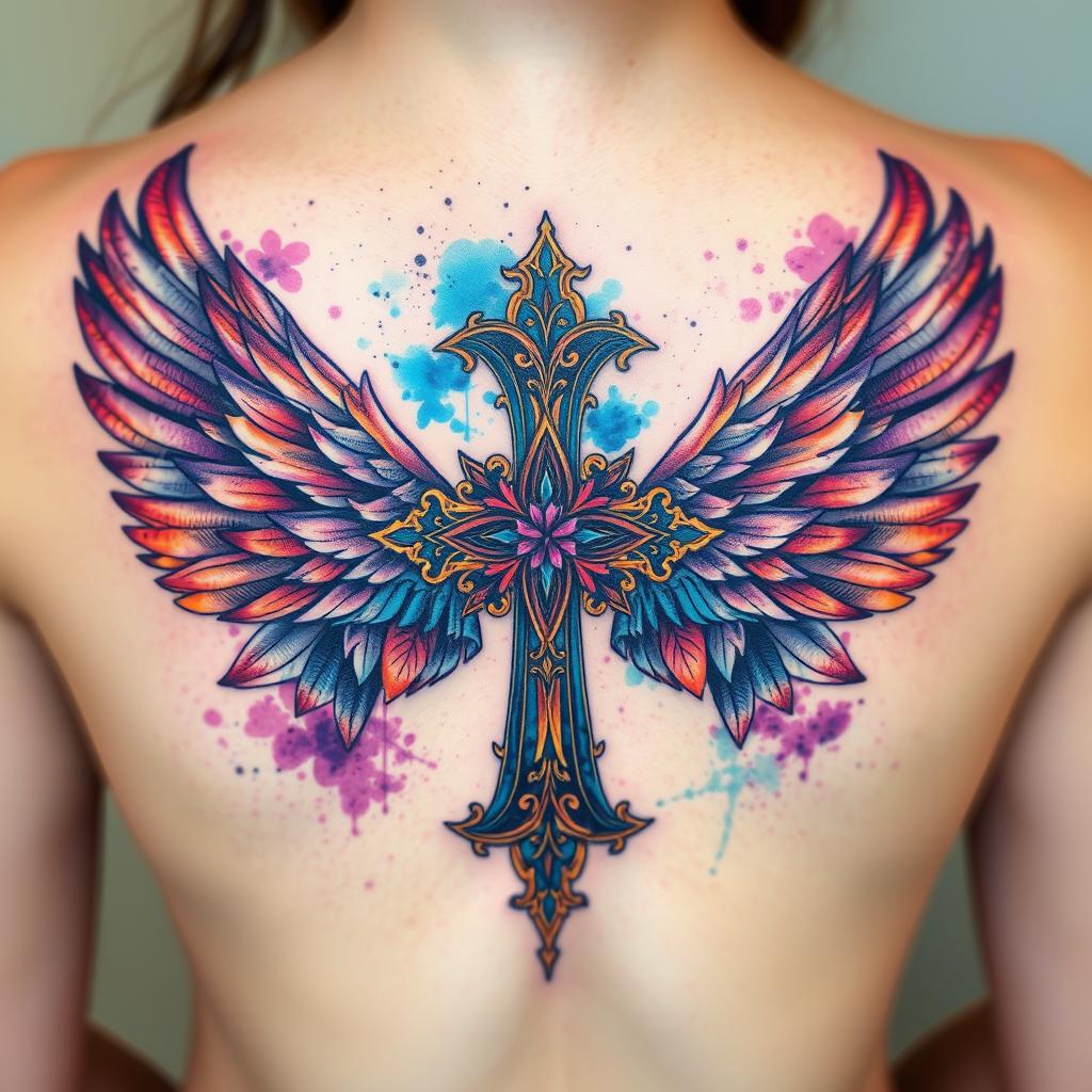 cross with wings tattoo designs