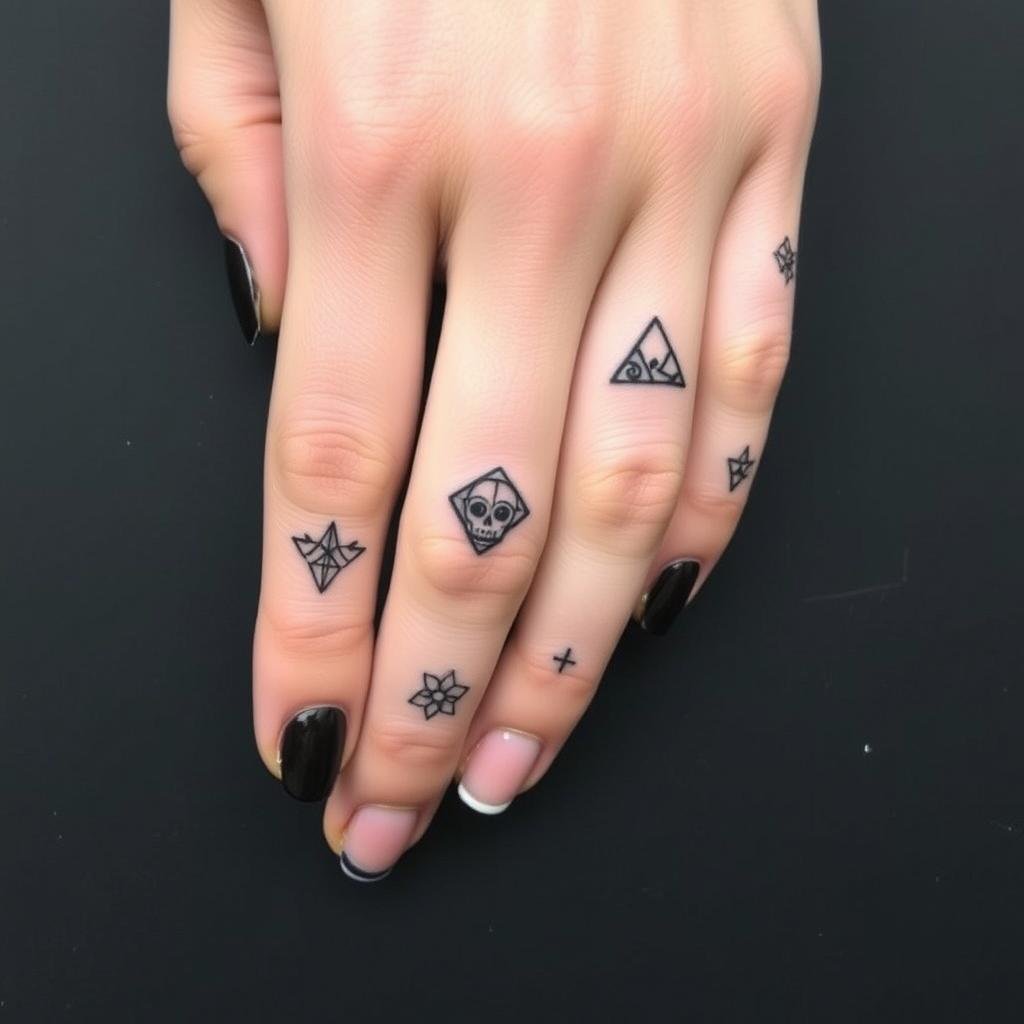 edgy small finger tattoos