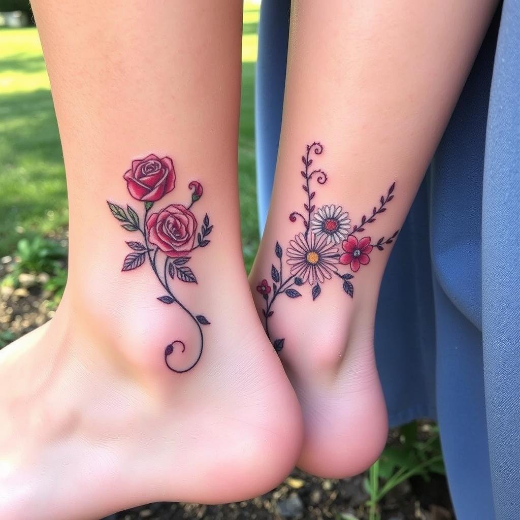 floral ankle tattoos