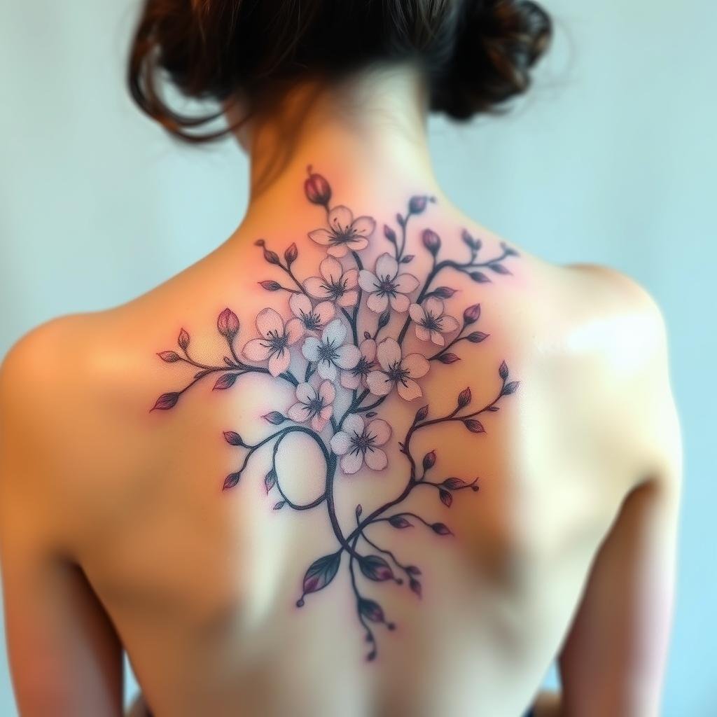 floral back tattoos