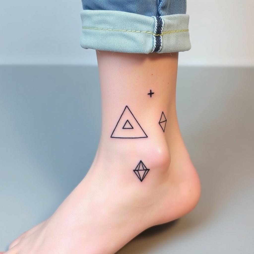 geometric ankle tattoos