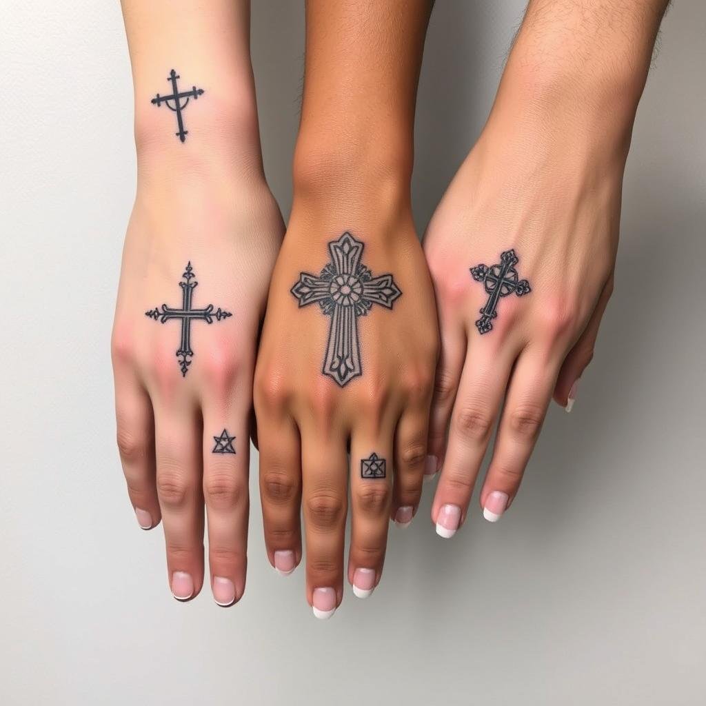 hand cross tattoos