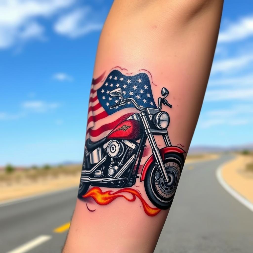 harley davidson american flag tattoo